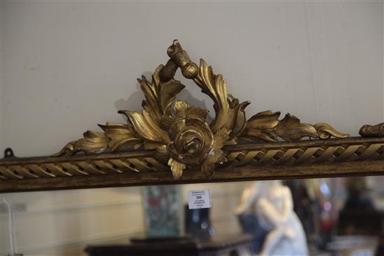 A Victorian carved and giltwood overmantel, W.4ft 4in. H.5ft 1in.